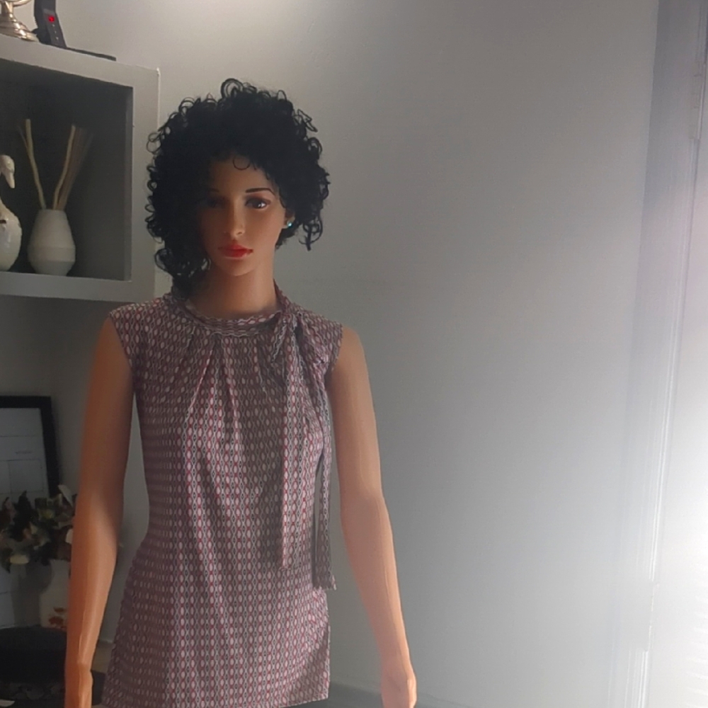 Elegant Red, Black & White Women's Top